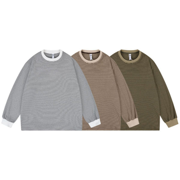 Unisex Wide Striped Long Sleeve in Oversized Cut with Ribbed Cuffs Amarae