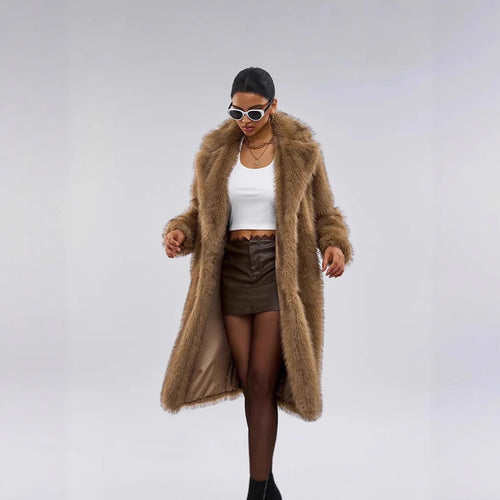 Luxurious faux fur coat for women with spacious design Amarae