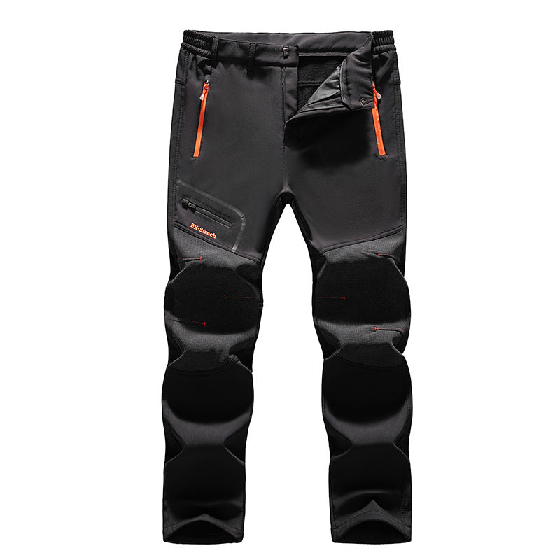 Men's softshell outdoor pants with reinforced knee patches, elastic waistband, and water-repellent membrane Amarae