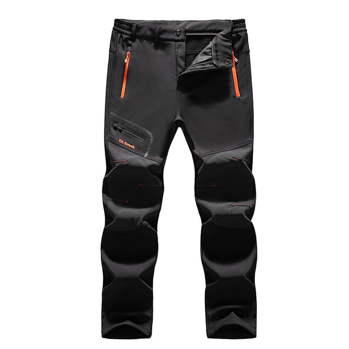 Men's softshell outdoor pants with reinforced knee patches, elastic waistband, and water-repellent membrane Amarae