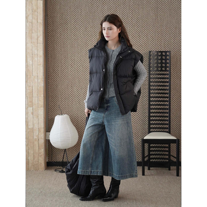 Women's Padded Quilted Vest with Overlapping Shawl Collar Amarae