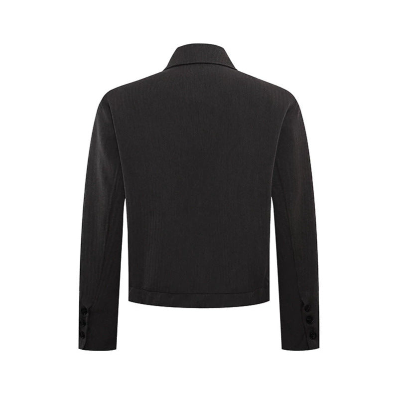 Men's short asymmetric twill blouson with concealed button placket Amarae