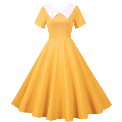 Robe Swing rétro pour femmes avec col élégant et jupe évasée Chic & Stil