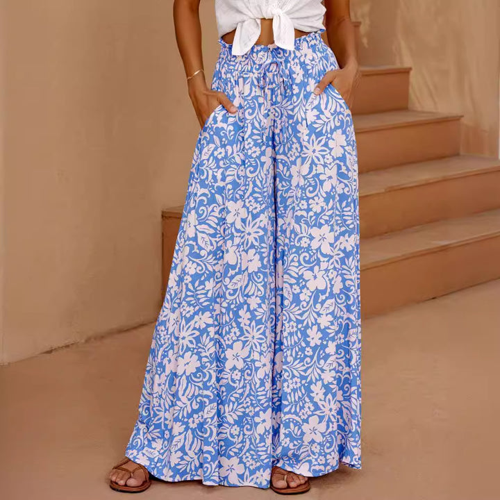 Long maxi dress for women with colorful geometric print and high side slits Chic & Stil