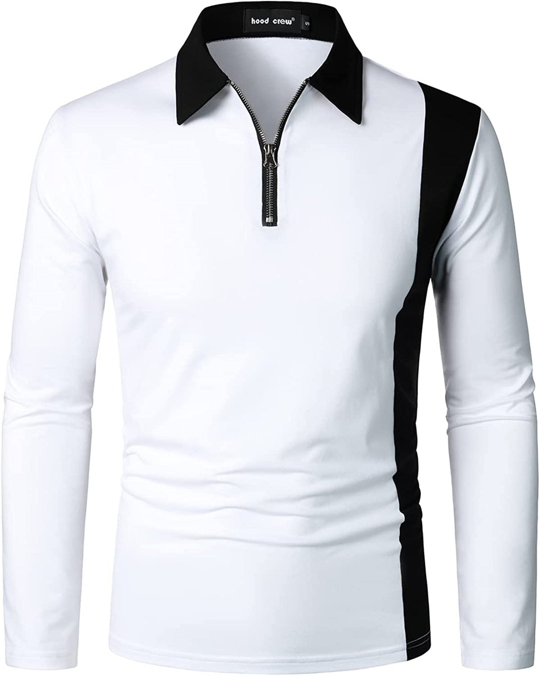 Men's Long Sleeve Polo with Modern Zipper and Contrasting Inserts Lune London