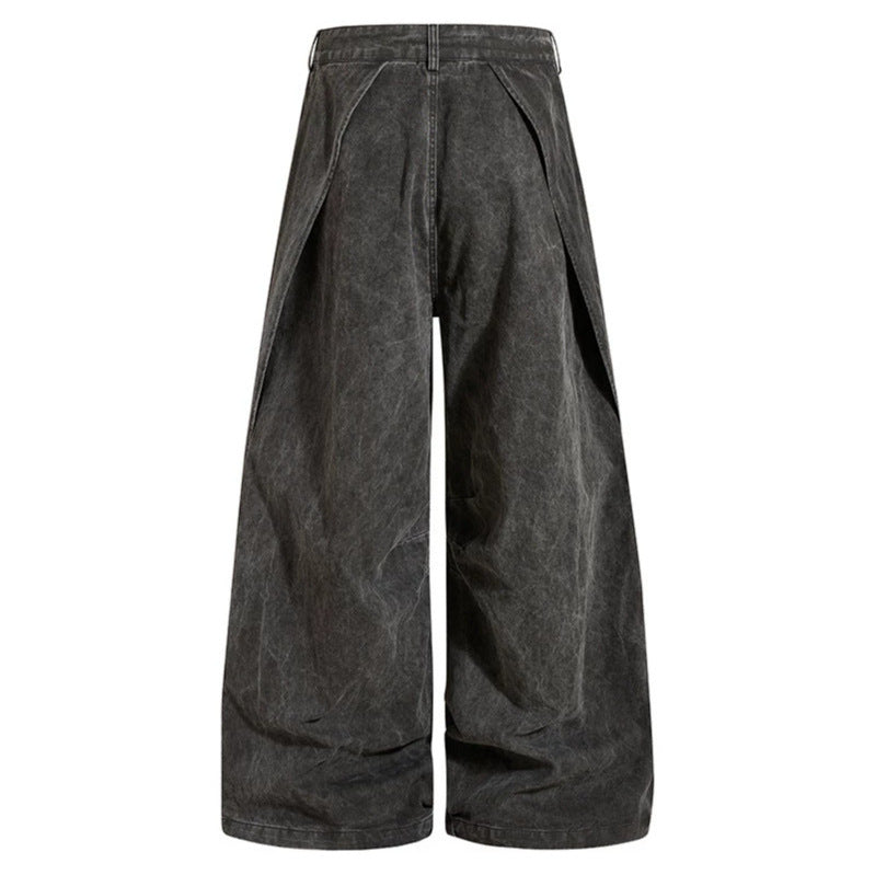 Women Wide Draped Culotte Cargo Pants with High Waist and Zip Pockets Amarae