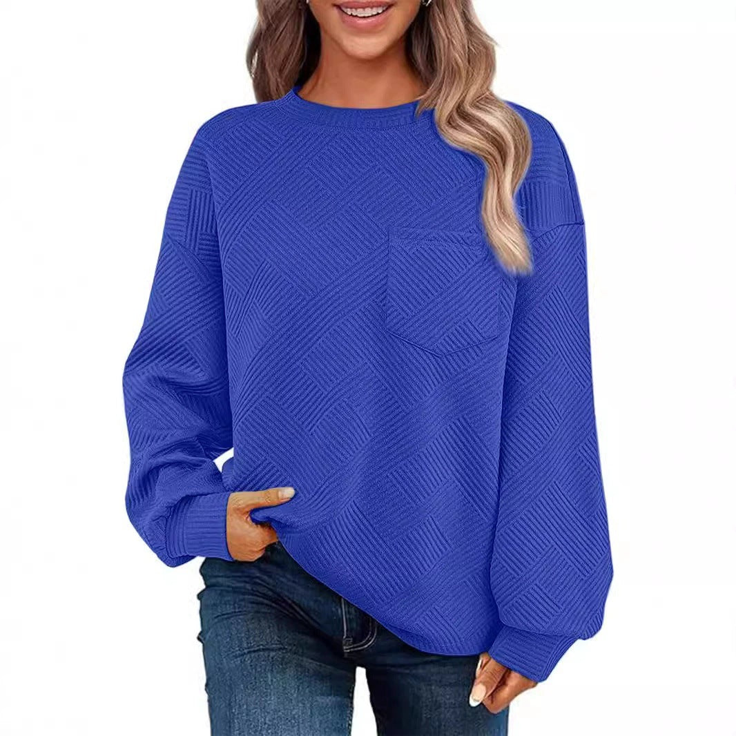 Casual sweater for women with structured fabric pattern and practical chest pocket Lune London