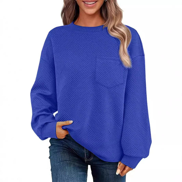Casual sweater for women with structured fabric pattern and practical chest pocket Lune London