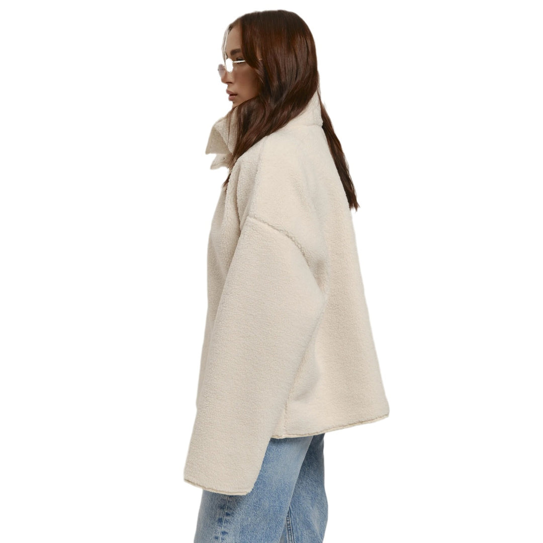 Ladies oversized pilou jacket with high collar and snap buttons Lune London