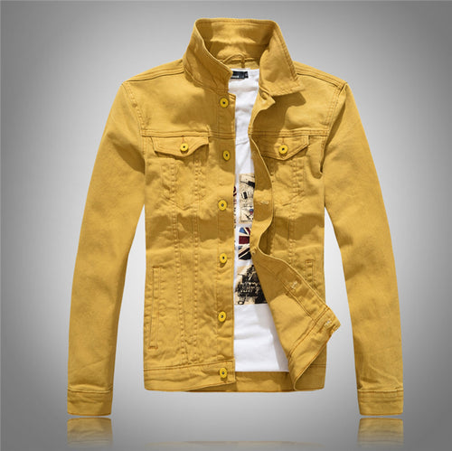 Stylish denim jacket for men with modern high collar and practical pockets Amarae