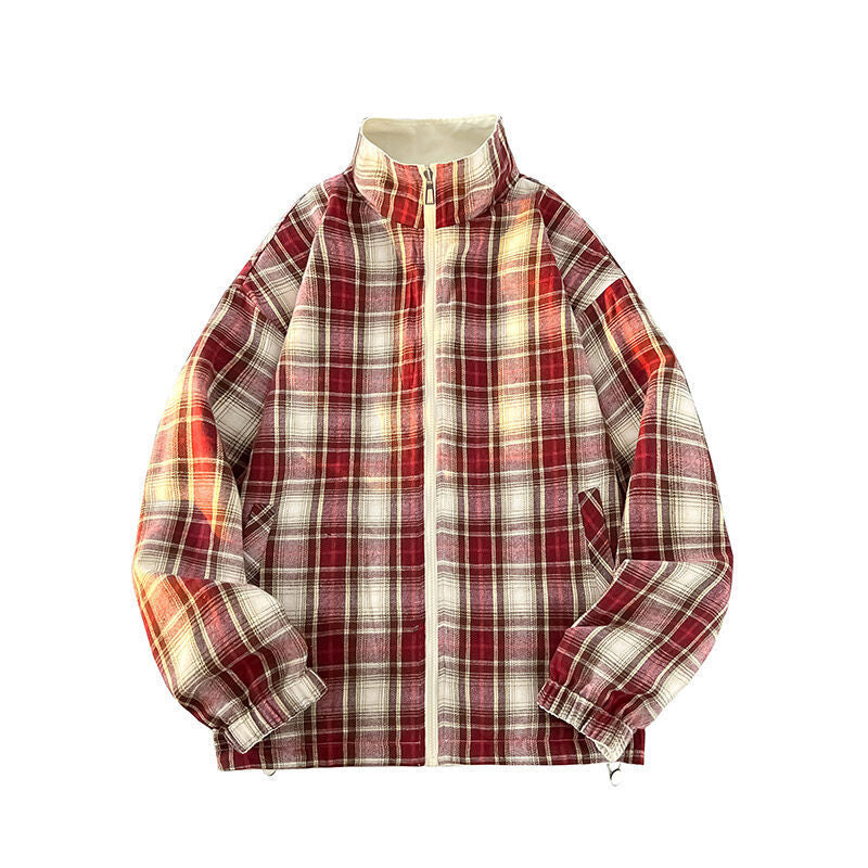 Casual windbreaker jacket for women with plaid lining and high collar Lune London