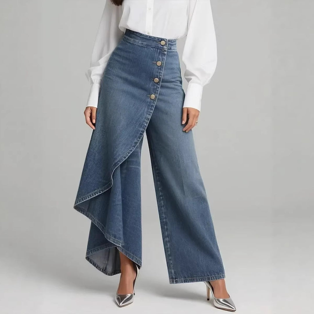 Women's denim skirt with asymmetric cut and button details Chic & Stil