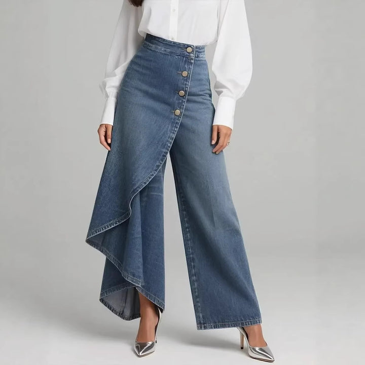 Women's denim skirt with asymmetric cut and button details Chic & Stil