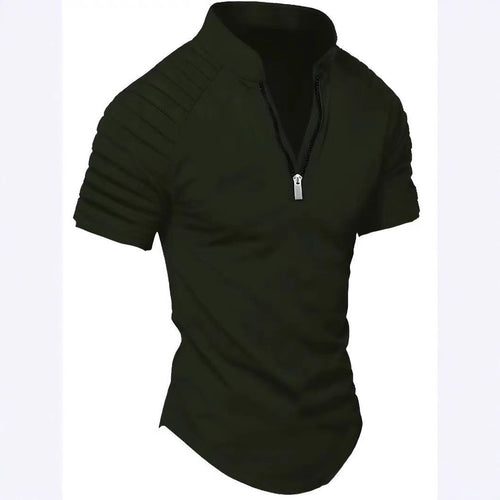 Short Sleeve Sports T-Shirt for Men with Structured Zipper Amarae