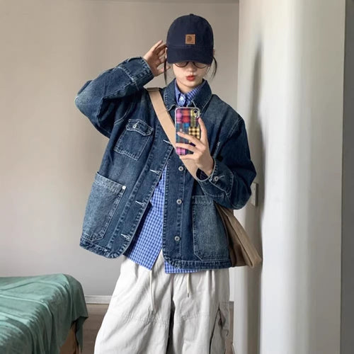 Veste en denim pour femmes avec grandes poches Chic & Stil