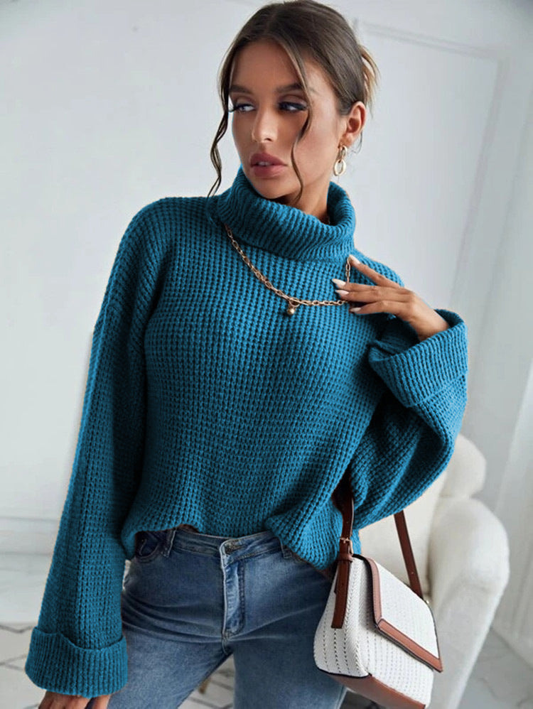 Pull en tricot femme avec col montant et manches texturées Chic & Stil