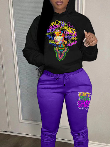 Women Sporty hoodie and jogger pants set with creative graphic design Amarae