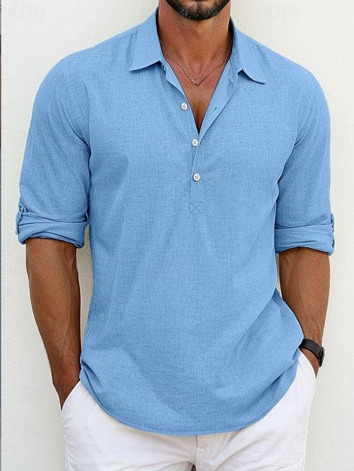 Casual long sleeve shirt for men with button placket and trendy cut Lune London