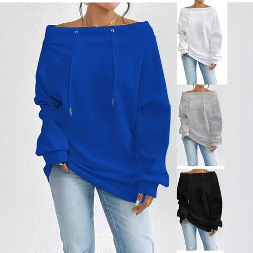 Oversized sweatshirt for women with casual neckline and off-shoulder Amarae