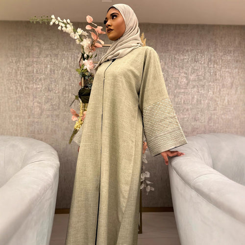 Elegant maxi dress for women with trendy trumpet sleeves and fine details Amarae