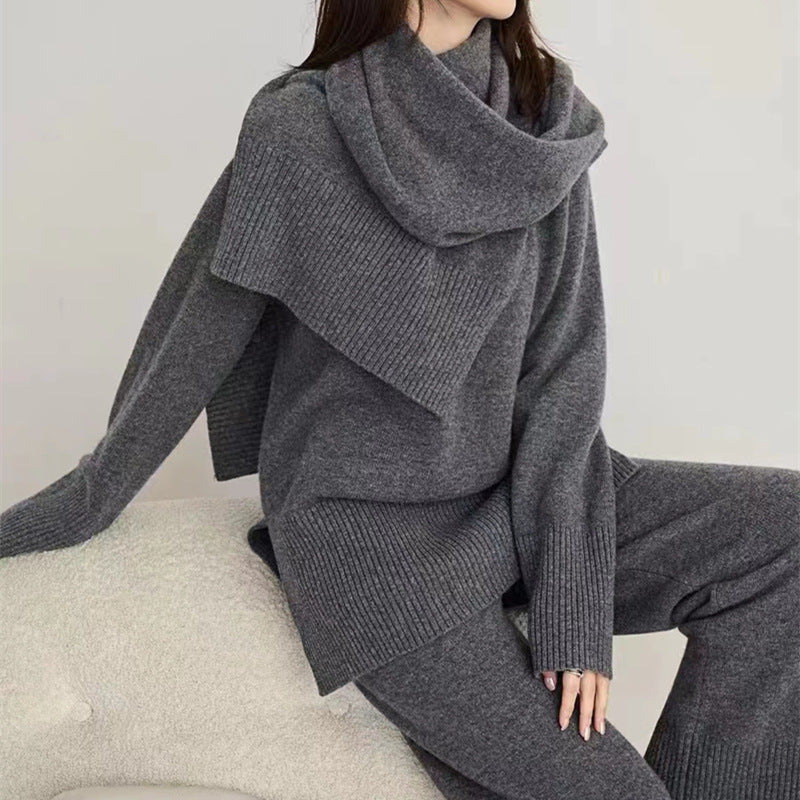 Ensemble en tricot pour femmes avec un élégant col rond et des jambes larges Chic & Stil