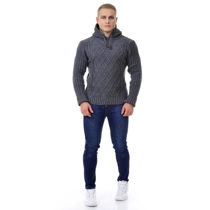 Men's cozy knit sweater with hood details Lune London