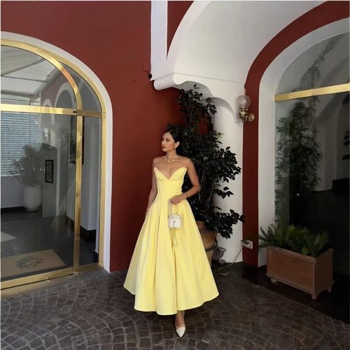 Maxi dress for women with elegant bustier neckline and fluid skirt Amarae
