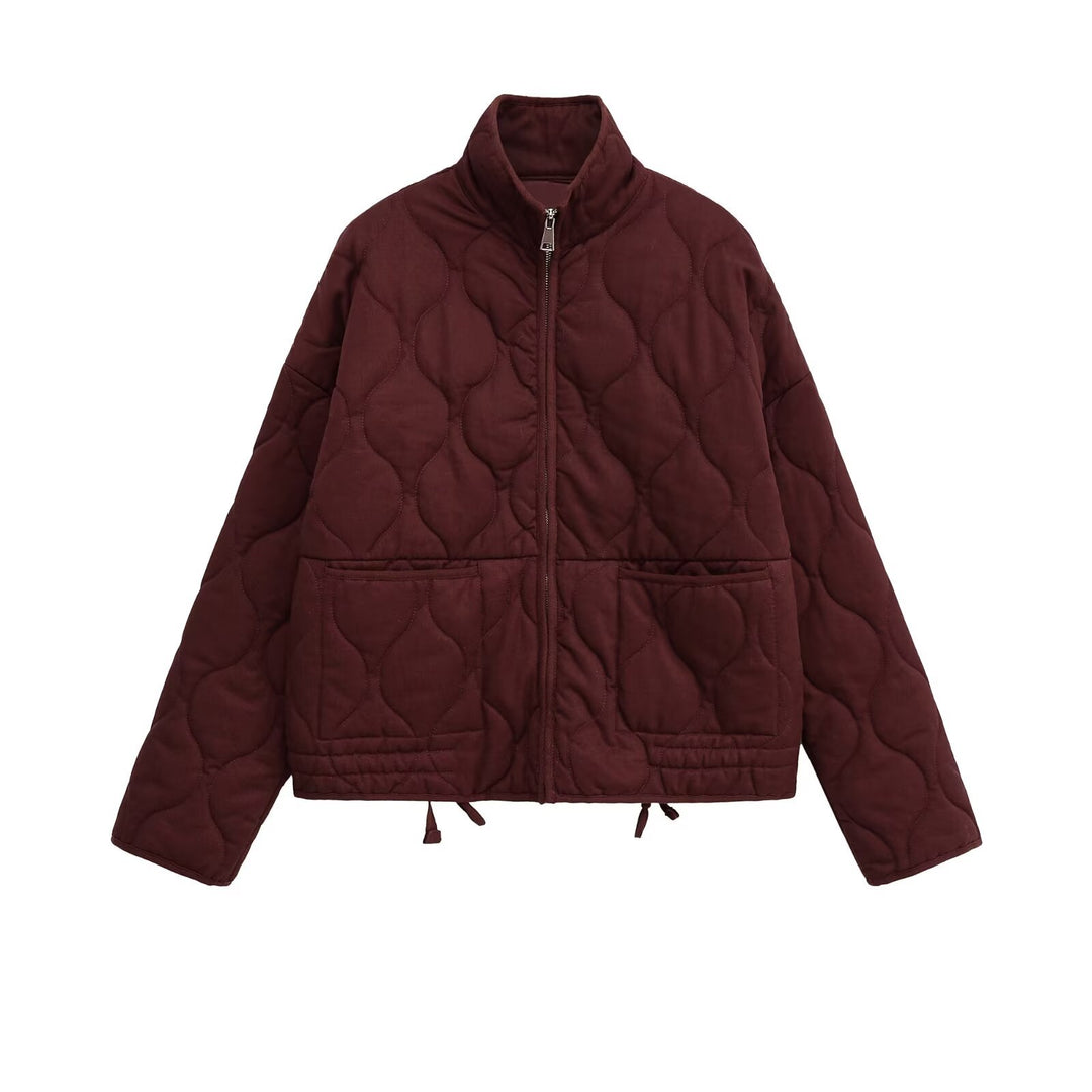 Ladies quilted transition jacket with high collar and practical pockets Amarae