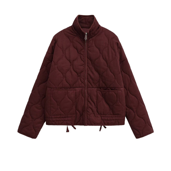 Ladies quilted transition jacket with high collar and practical pockets Amarae