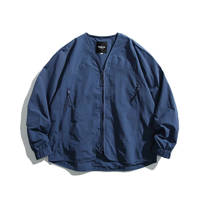 Unisex Light Oversize Over-shirt Jacket made of technical Nylon mix with V-neck and zippered pockets Amarae