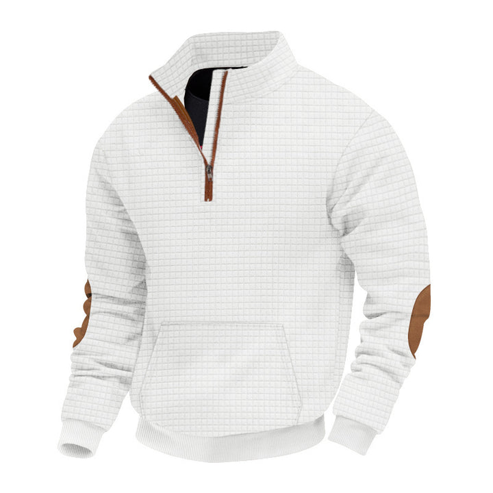 Fleece sweater with high collar for men with practical zipper Lune London
