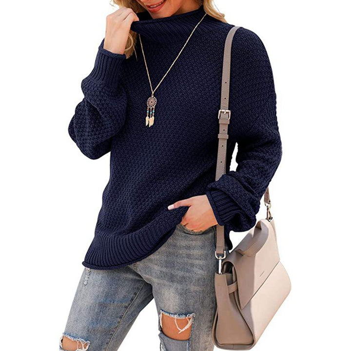 Pull en tricot pour femmes avec col montant et aspect texturé Chic & Stil