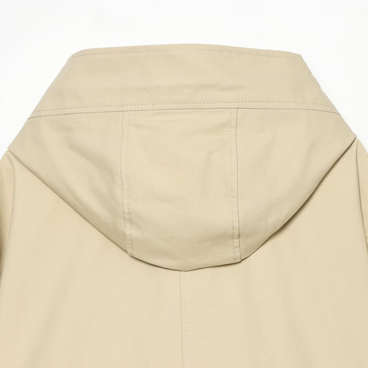 Women's Short Hooded Jacket with Drawstring, Concealed Snap Placket and Patch Pockets Amarae