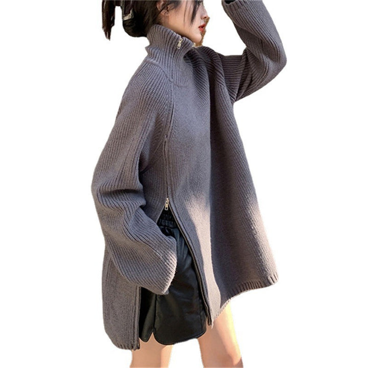 Pull en tricot oversize pour femmes avec col montant Chic & Stil