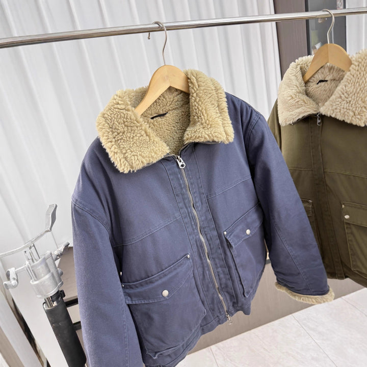 Men's short jacket in utility style with teddy collar and padded lining Amarae