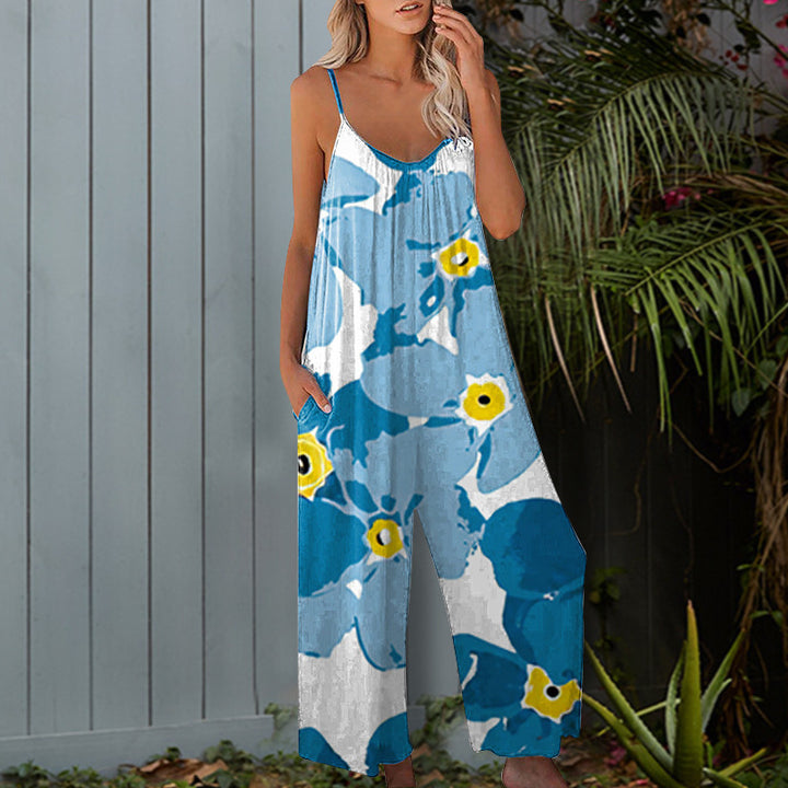 Women's summer dress with a floral design and practical pockets Lune London