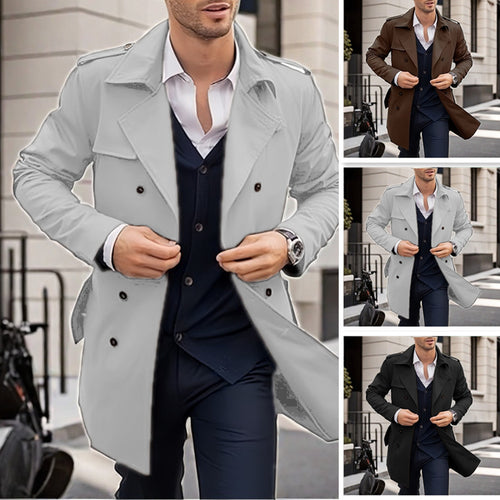 Double-breasted trench coat for men with practical pockets Amarae