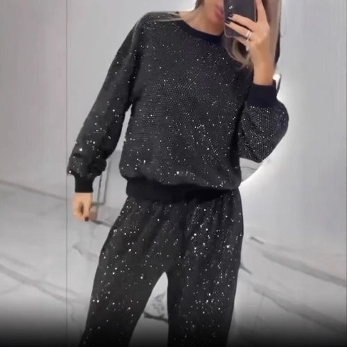 Ensemble de sport brillant pour femmes avec coupe décontractée et taille élastique Chic & Stil