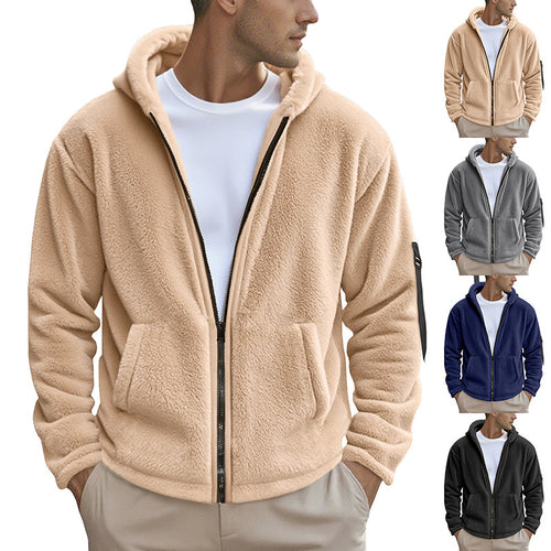 Fleece jacket for men with practical zipper and hood Amarae