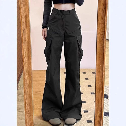Pantalons cargo pour femmes à coupe large et poches pratiques