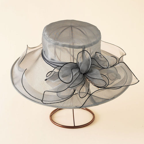 Ladies Elegant Sun Hat with Fine Mesh Structure and Romantic Bow Elements Amarae