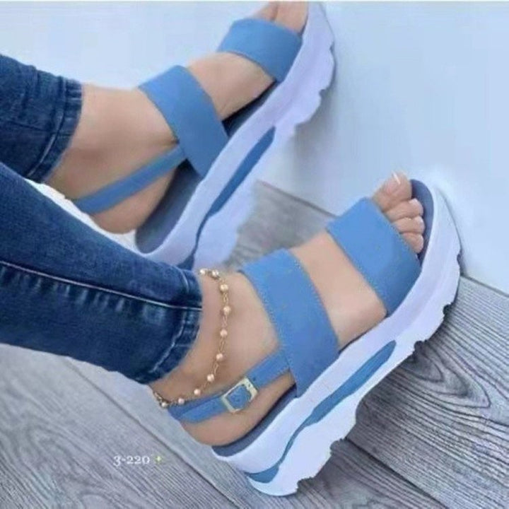 Women's platform sandals with wide adjustable straps and non-slip sole Lune London