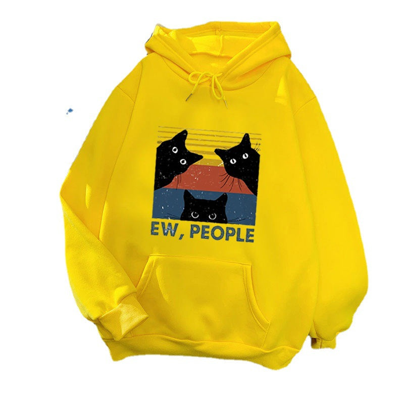 Women’s hoodie with stylish cat motif and inspiring lettering Chic & Stil