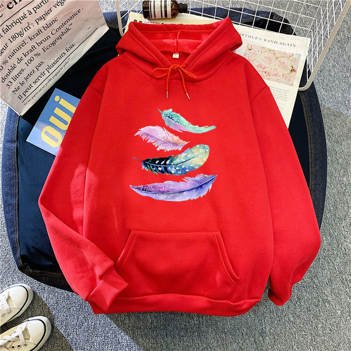 Women's hoodie with artistic feather motif Chic & Stil