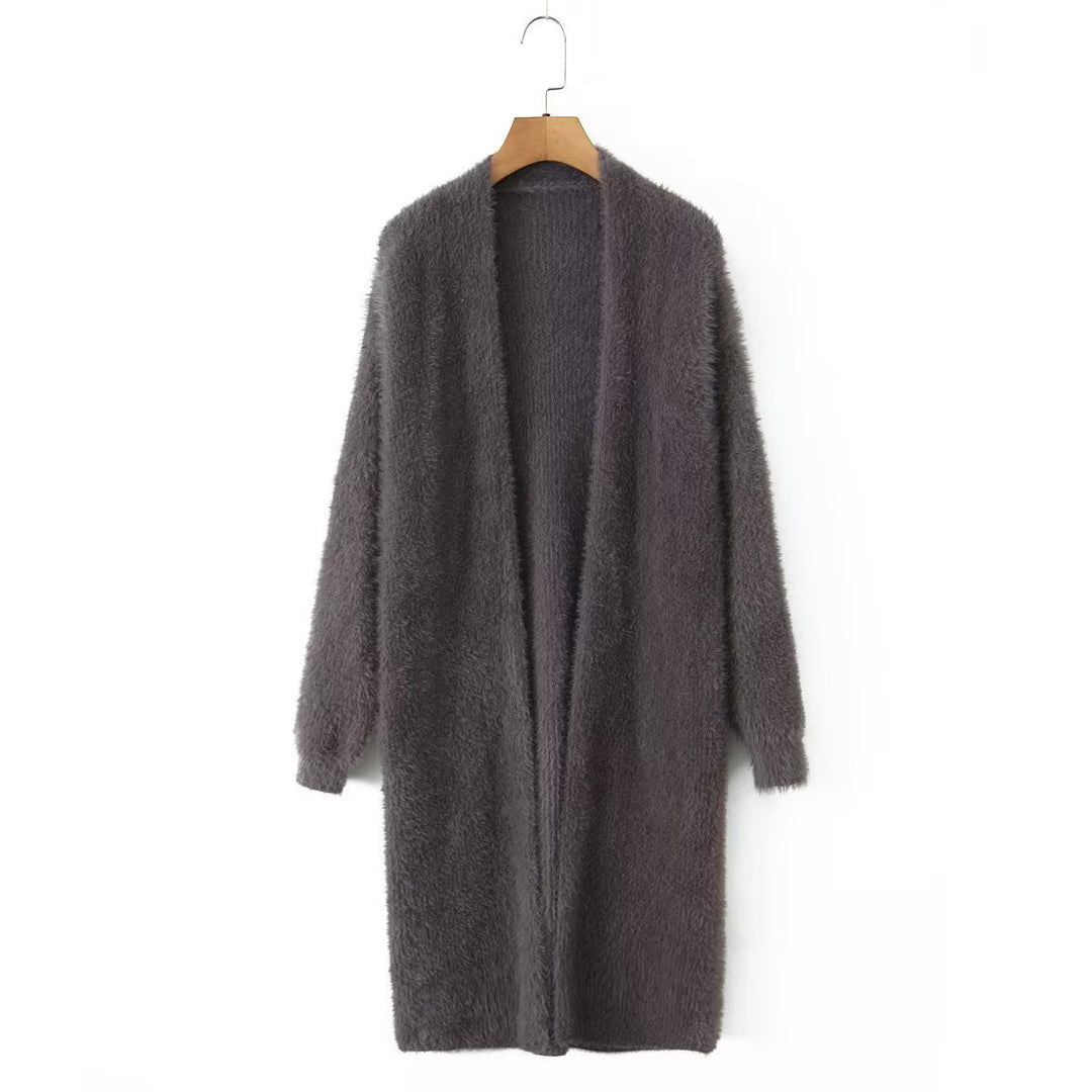 Ladies comfortable knit sweater with open front design and long sleeves Lune London