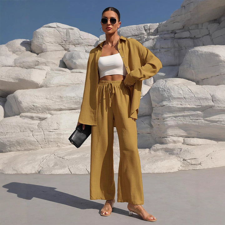 Casual set for women with loose shirt and wide pants Lune London