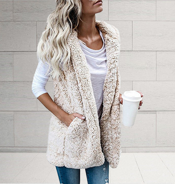 Ladies Cozy Vest Made Of Lambskin Imitation Lune London