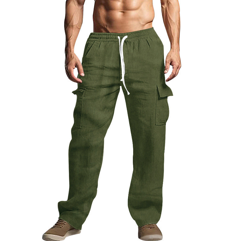 Men's cargo pants in comfortable textured material with adjustable waist Lune London