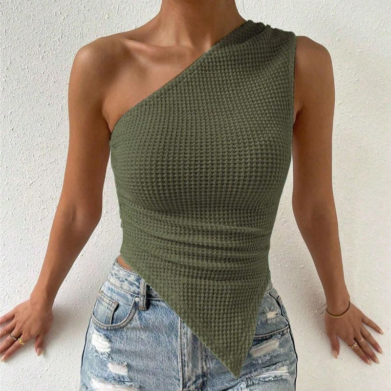 Top with textured structure cut on one side for women Lune London