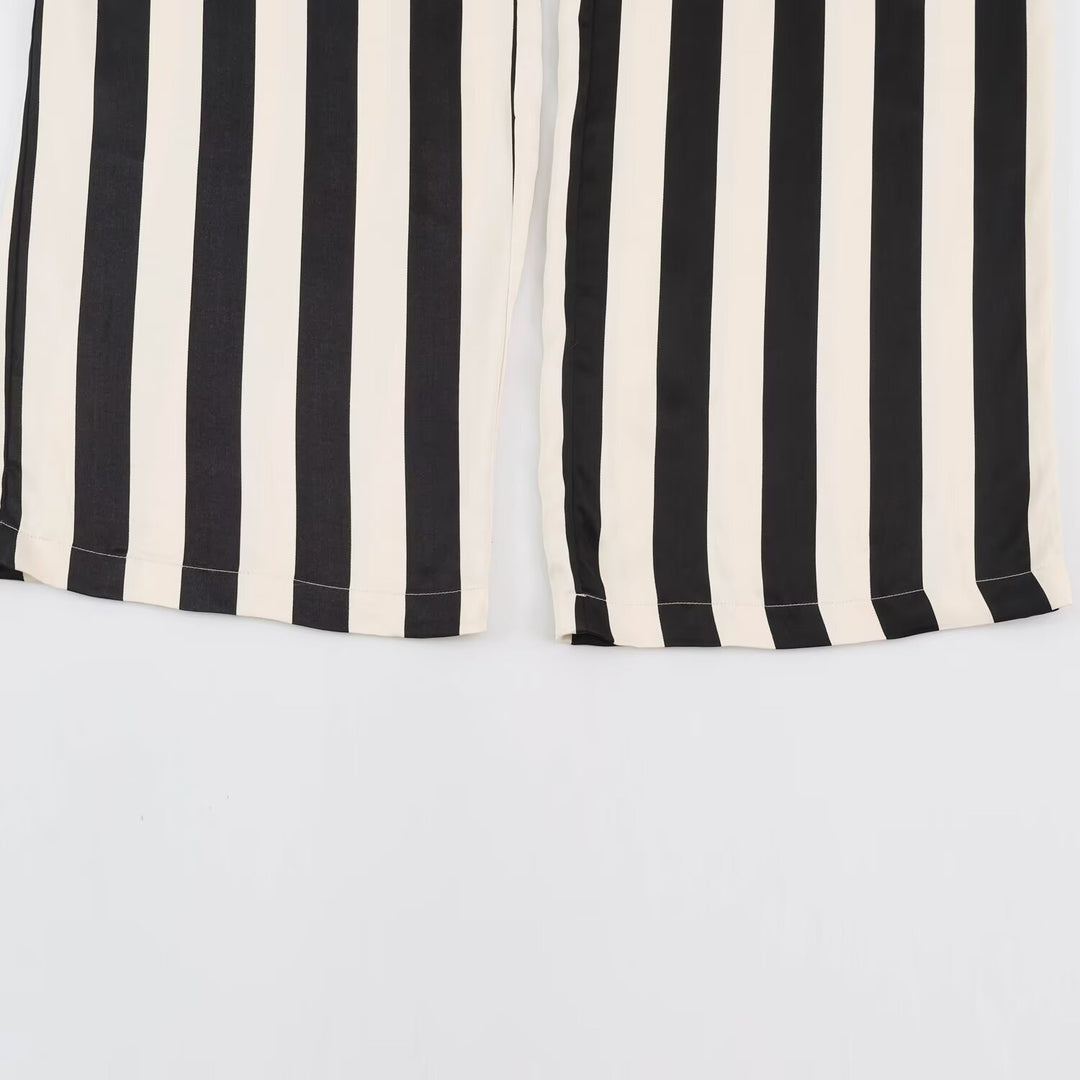 Women's Wide Palazzo Pants with Vertical Stripes and Elastic Waist Amarae